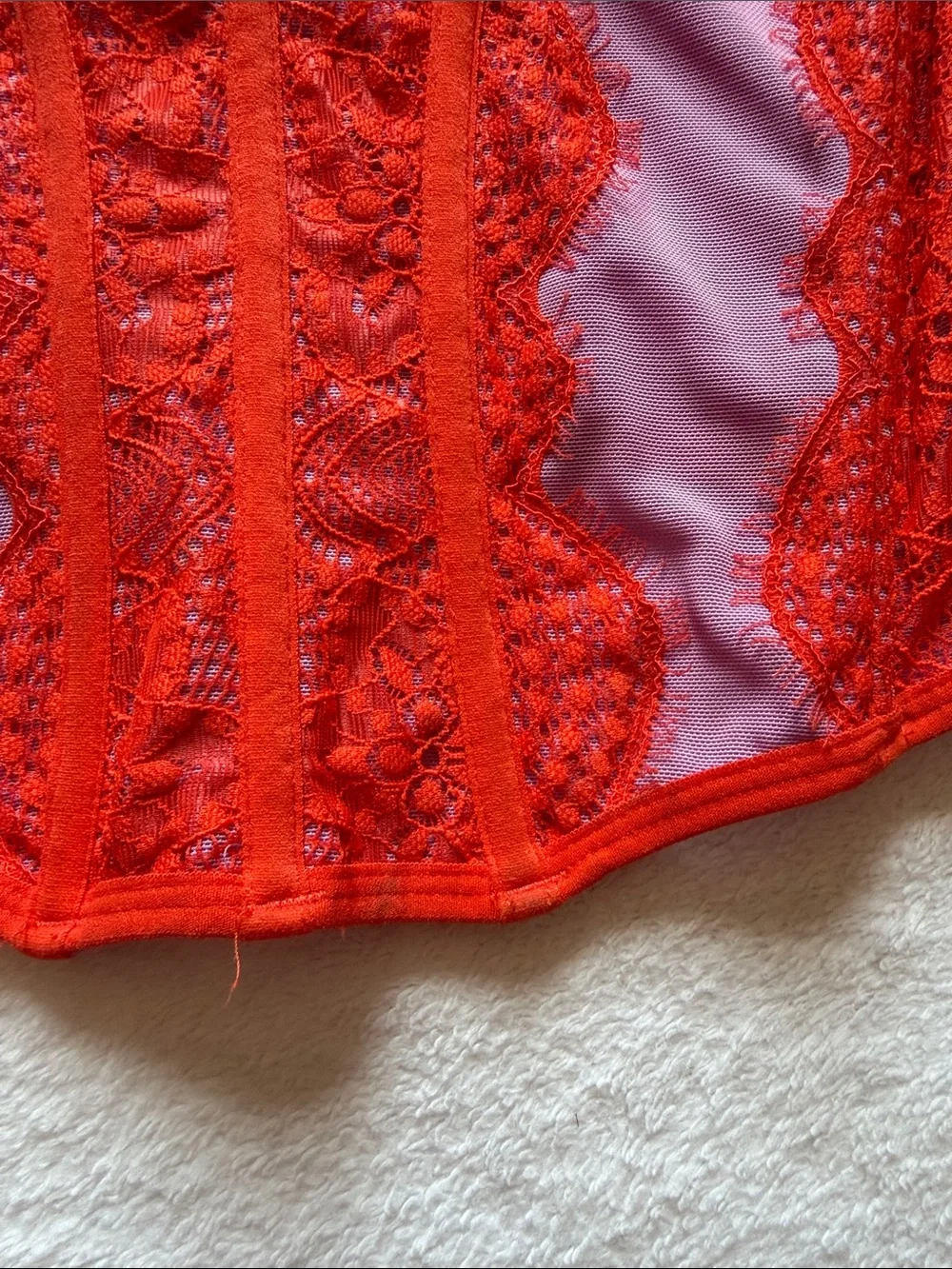 Out From Under Modern Love Corset Bustier Top, Orange/Red & Purple, Size Medium